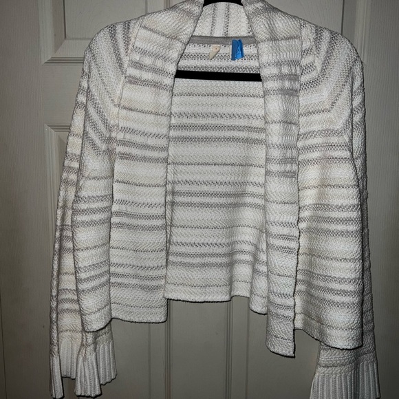 Anthropologie Sweaters - Anthropologie Moth Cardigan bell sleeve white taupe Small (fits up to large)